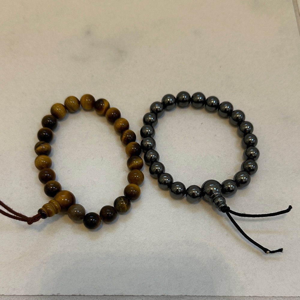 Black and Brown Beaded Bracelet Set